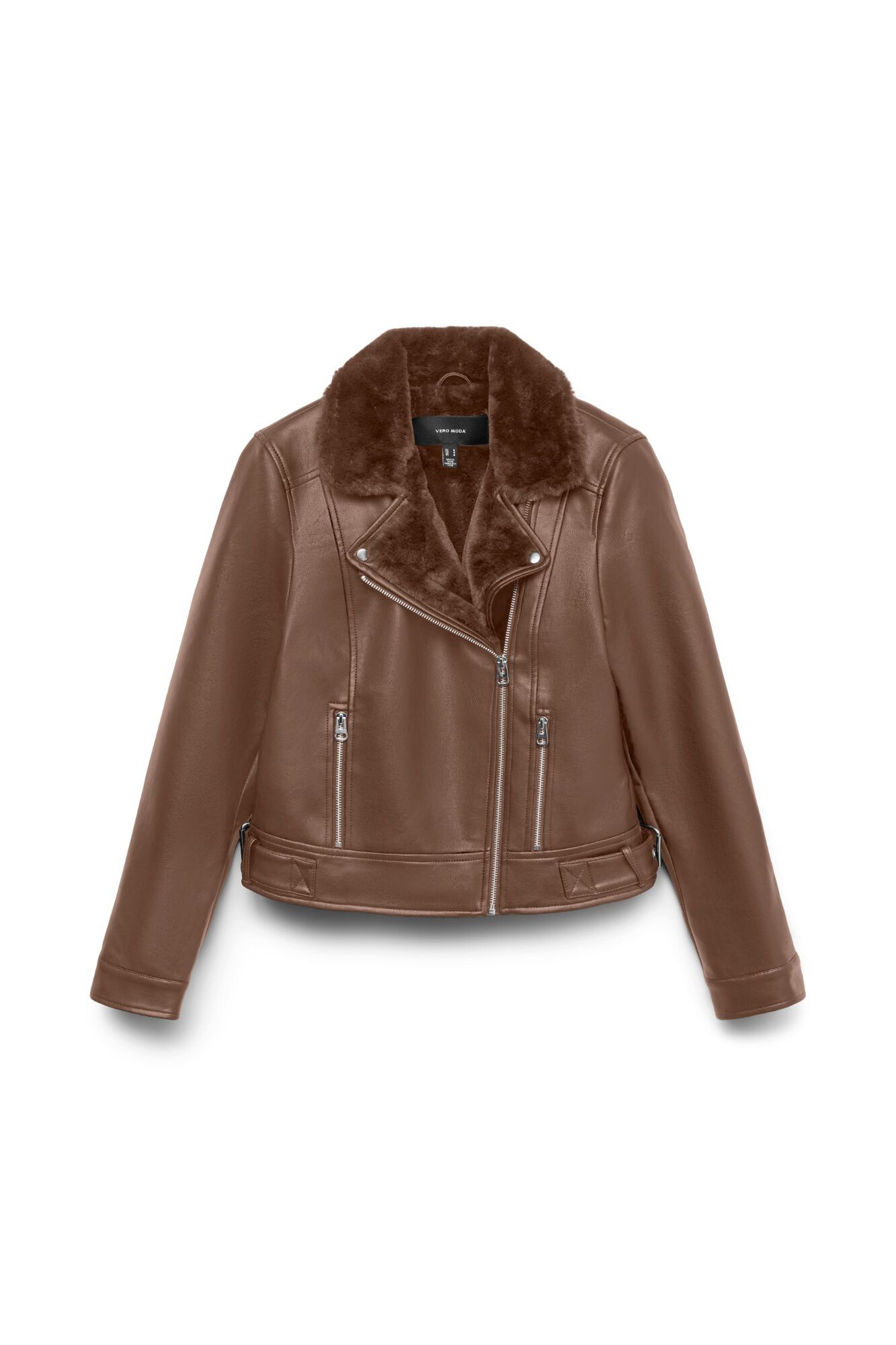 Vero Moda Blus&atilde;o em imita&ccedil;&atilde;o de pele com pelo