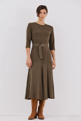 Cortefiel Combined dress with belt Kaki