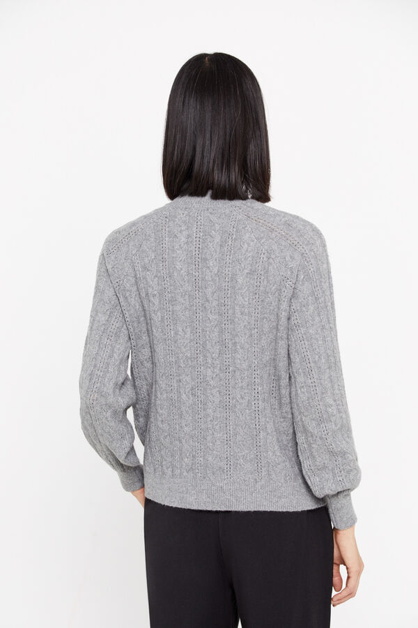 Cortefiel Open-knit cross-knit jumper Grey