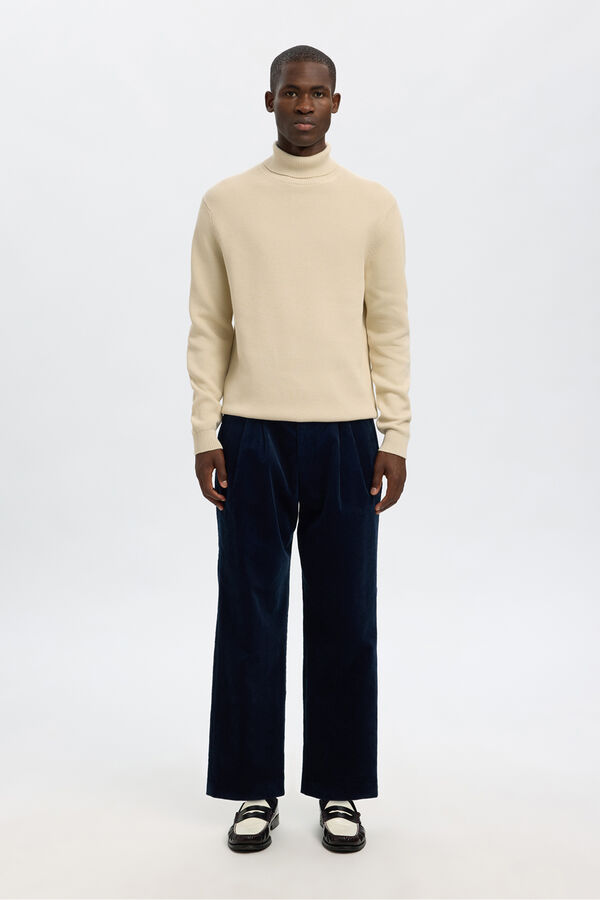 Selected Camisola de gola 100% algodão orgânico Cinzento