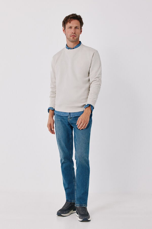 Cortefiel Sweatshirt gola caixa Ecru