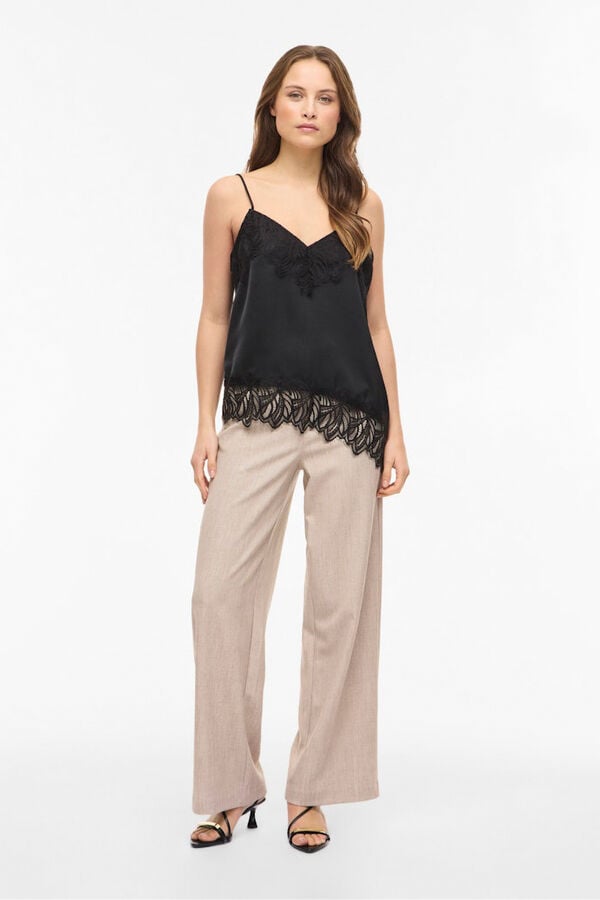 Vila Lingerie satin-finish lace top Black