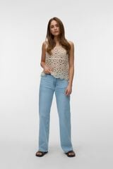 Vero Moda Top sem mangas em crochet Tostado
