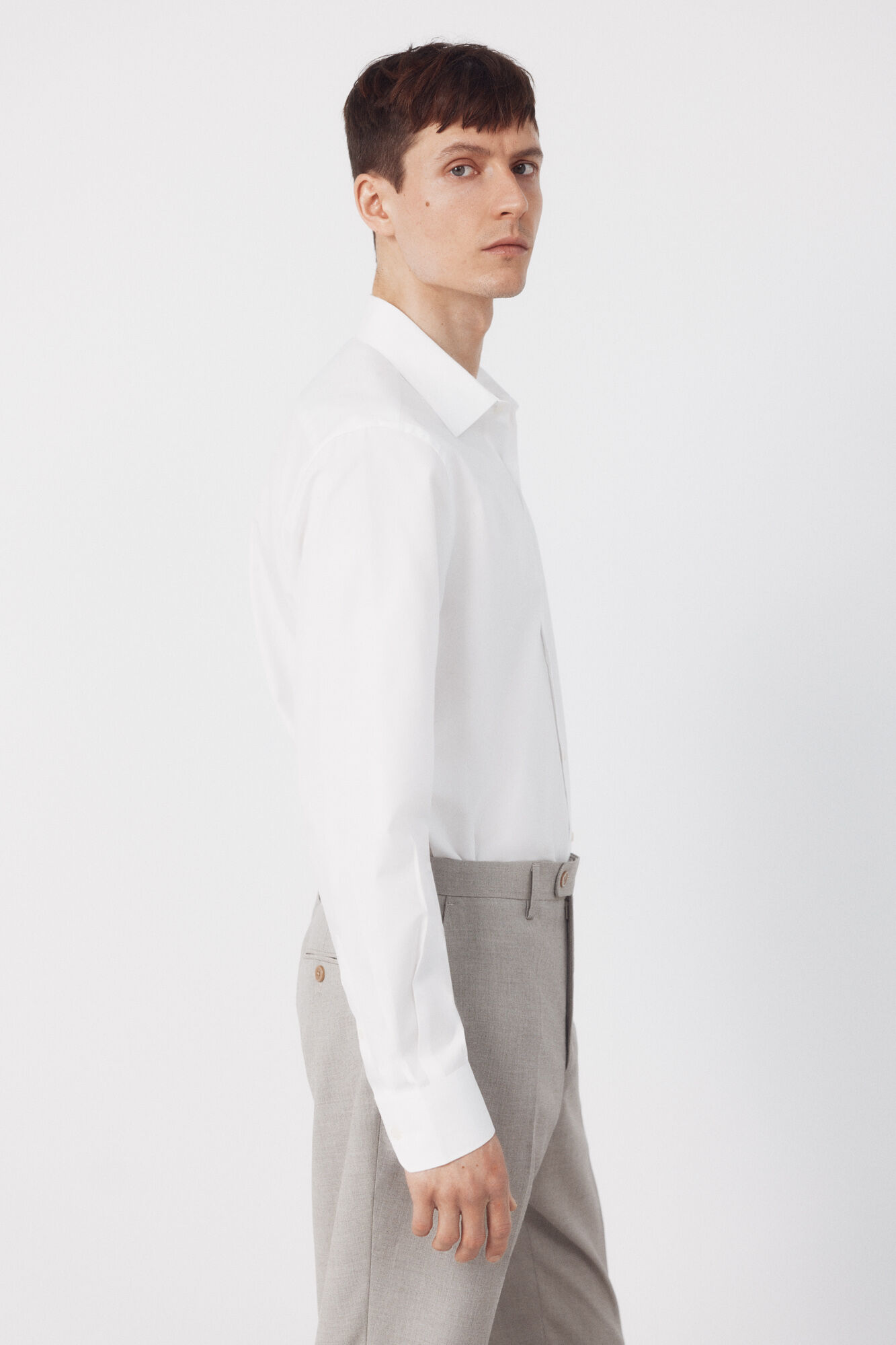 Cortefiel Plain tencel cotton dress shirt
