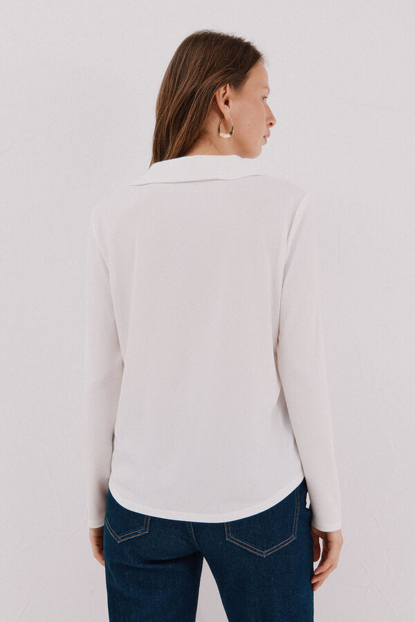 Cortefiel Polo shirt neck t-shirt Ivory