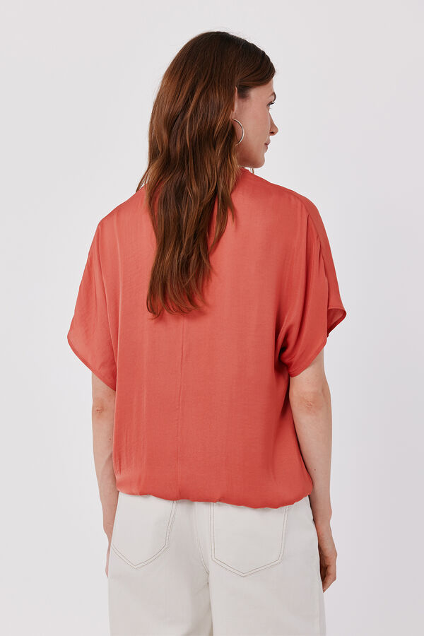 Cortefiel Blusa acetinada de manga curta Multicolorido