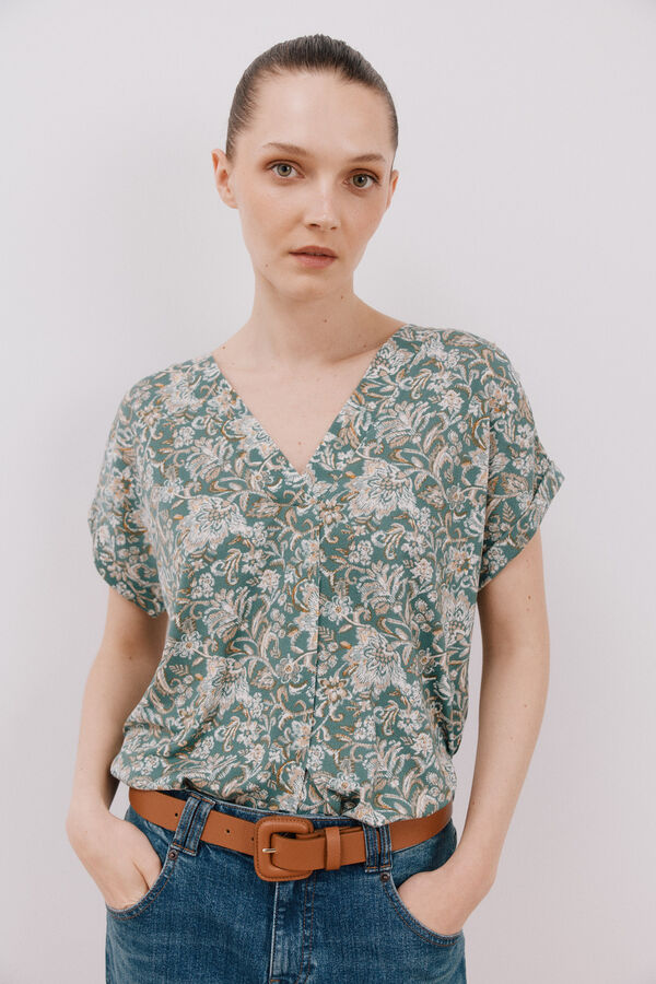 Cortefiel Printed v top Multicolour