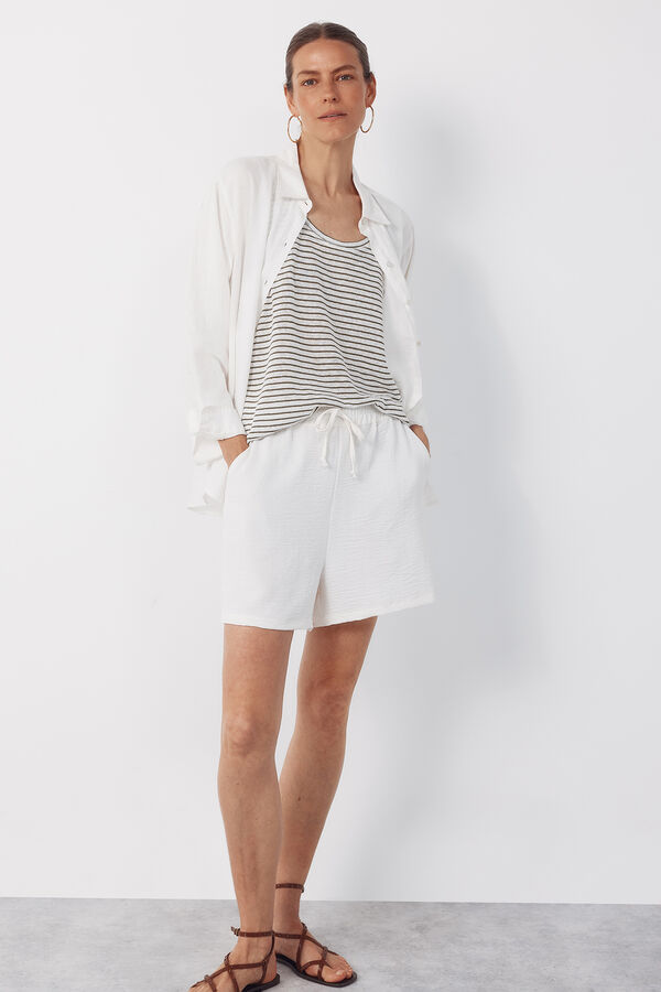 Cortefiel Linen tank top Printed green