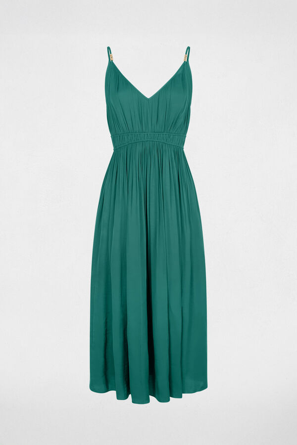Morgan Vestido midi reto plissado Verde