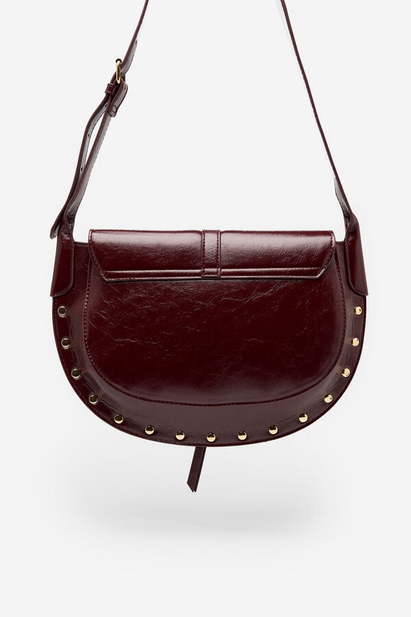 Cortefiel Crossbody bag with flap and tachahs Maroon