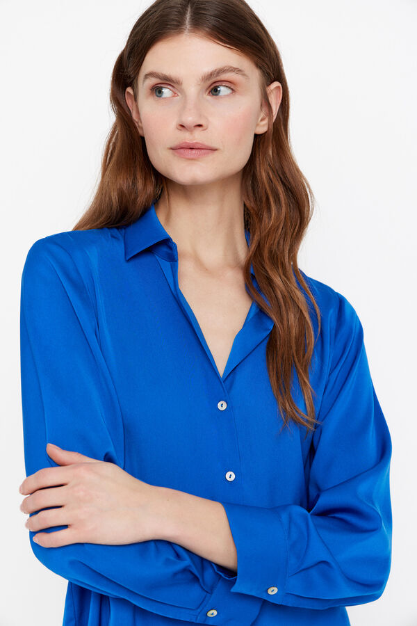 Cortefiel Camisa acetinada Azul