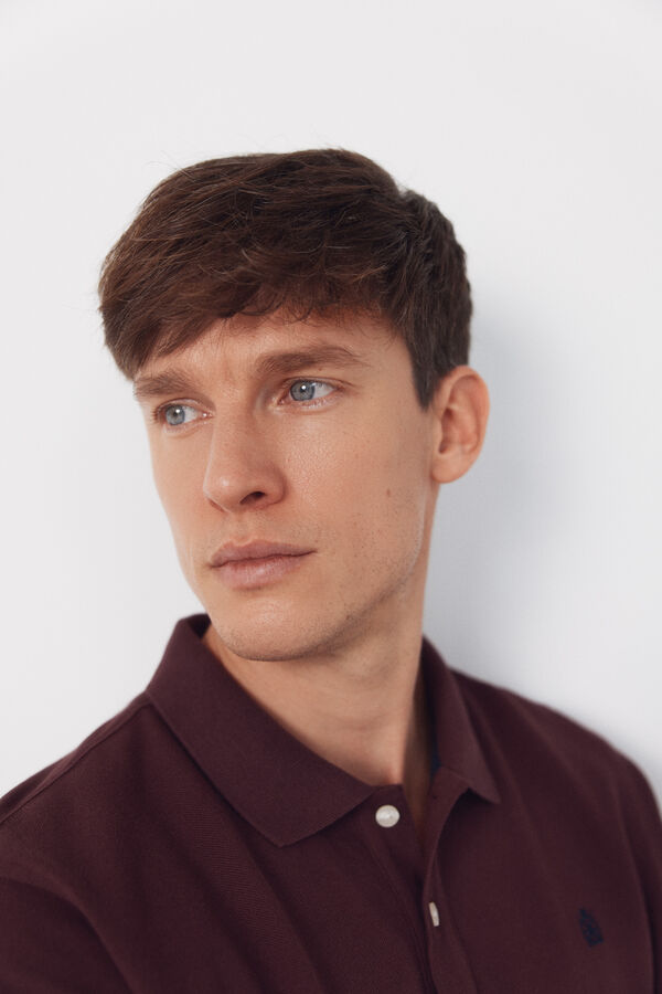 Cortefiel Basic piqué polo shirt Maroon