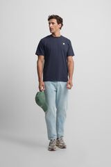 Silbon T-shirt lisa com minilogo em remendo Azul