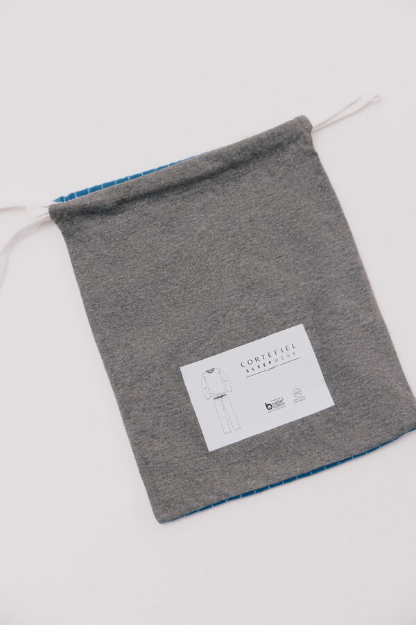 Cortefiel Jersey-knit and cloth pyjama set Dark grey
