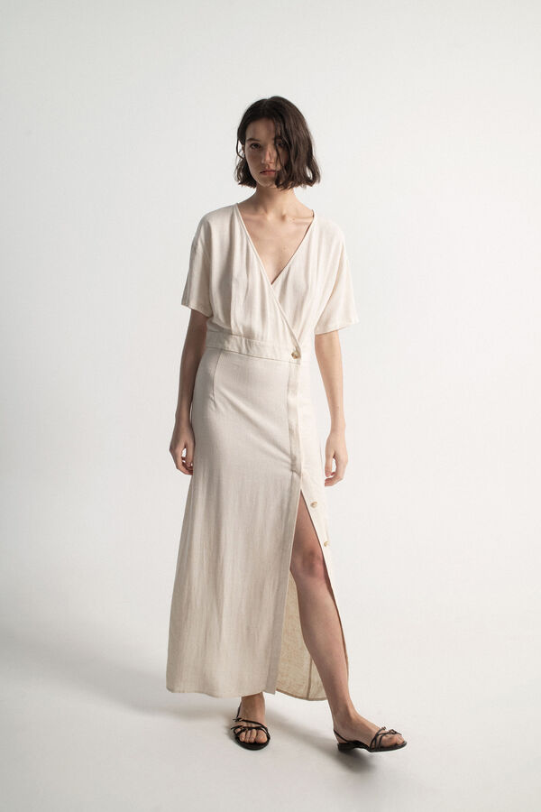 Object Vestido longo de linho Cinzento