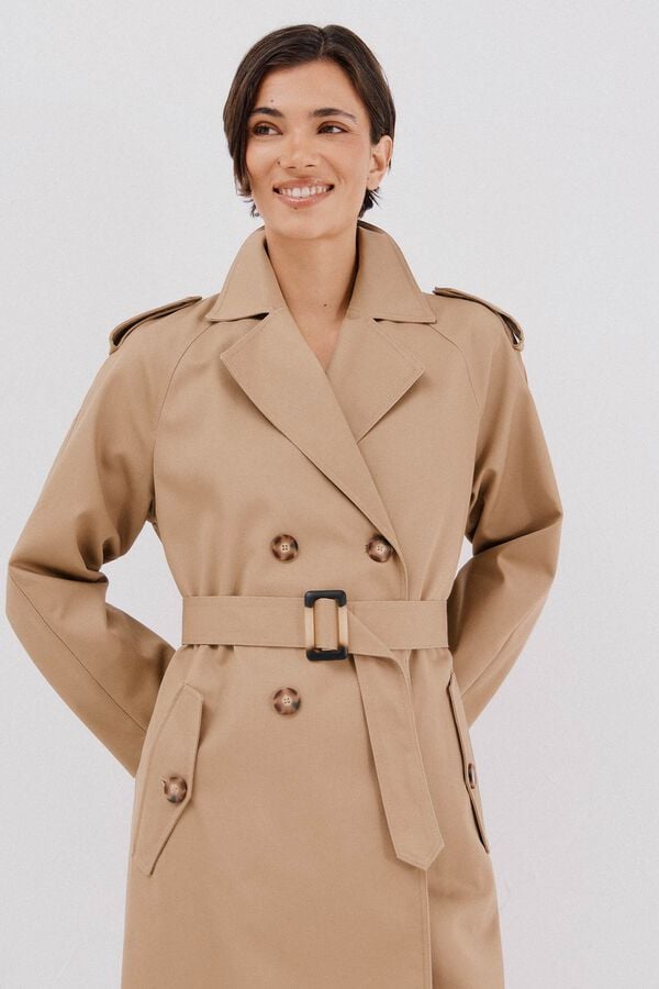 Cortefiel Long trench coat Beige