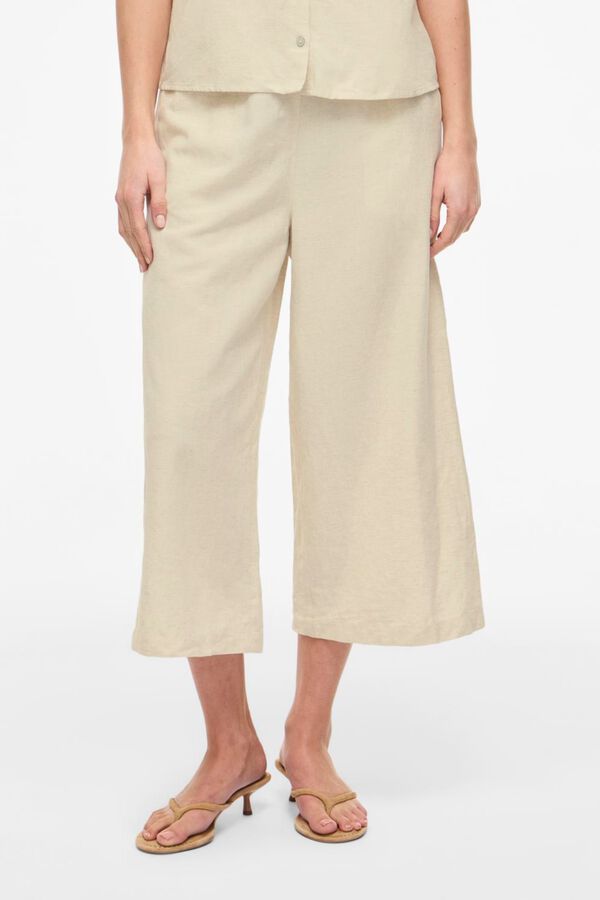 Vila Pantal&oacute;n de mujer culotte de lino Beige