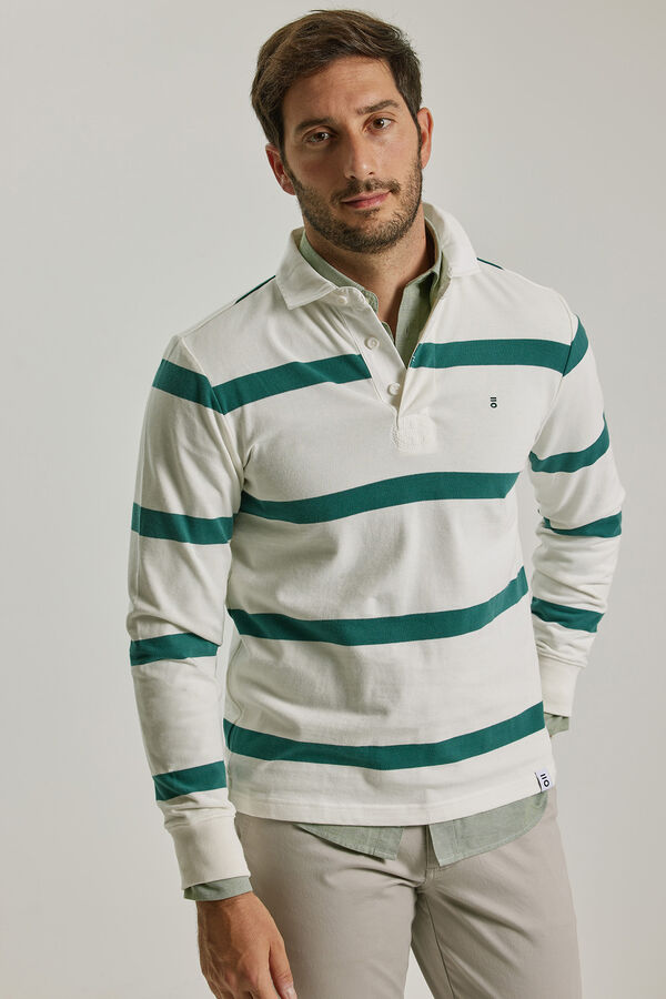 PuroEGO Stripe polo shirt Ivory