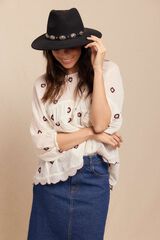 Slowlove Blusa frunces bordados Blanco
