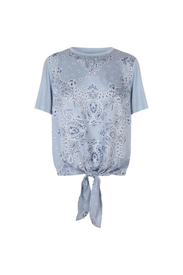 Cortefiel Top combinado em tecido estampado Azul