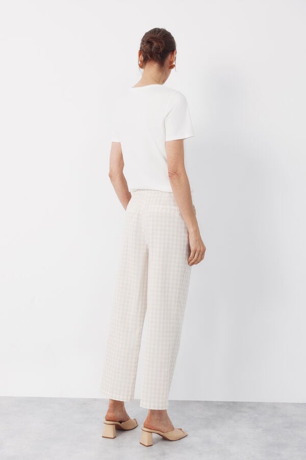 Cortefiel Gingham trousers Printed white