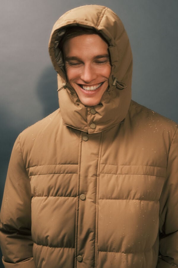 Cortefiel Quilted parka Camel