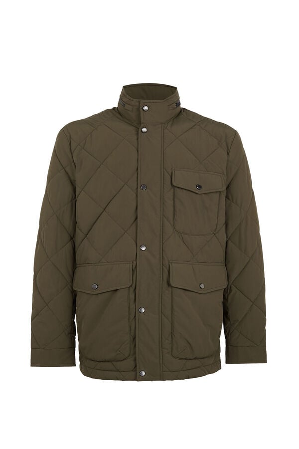 Cortefiel Diamond quilted field jacket Kaki
