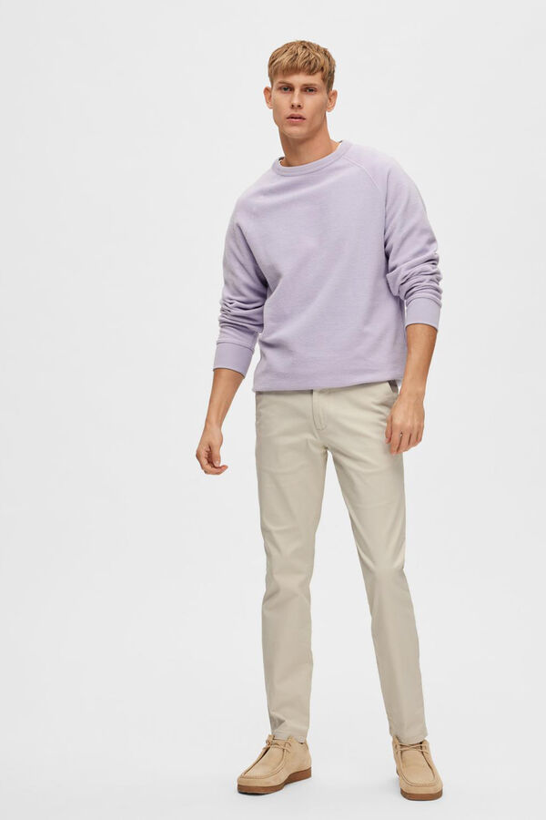Selected Calça calças chino slim fit feita de algodão orgânico  Cinzento