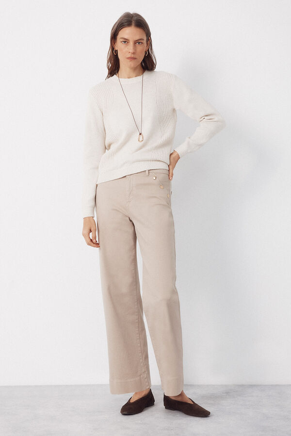 Cortefiel Palazzo jeans with buttons Brown