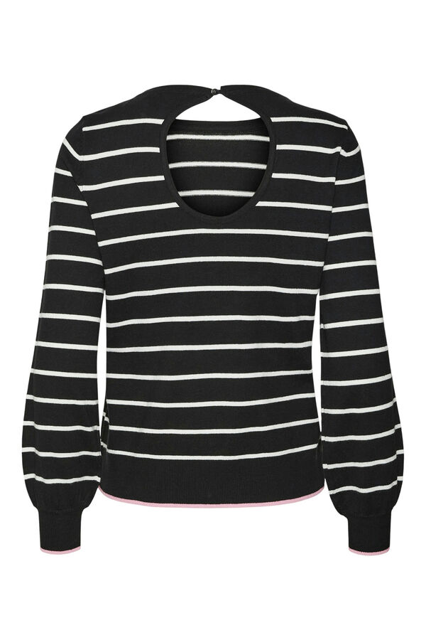 Cortefiel Fine jersey-knit jumper with back opening Black