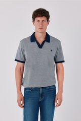 Cortefiel Structured open neck polo shirt Navy
