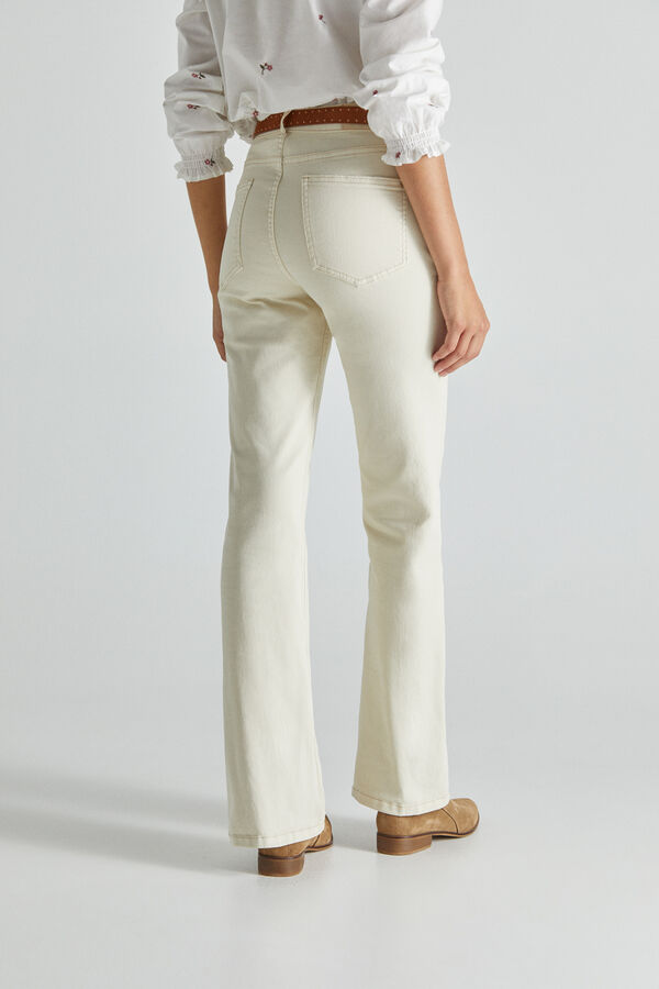 Cortefiel Sand bell-bottom trousers Ivory