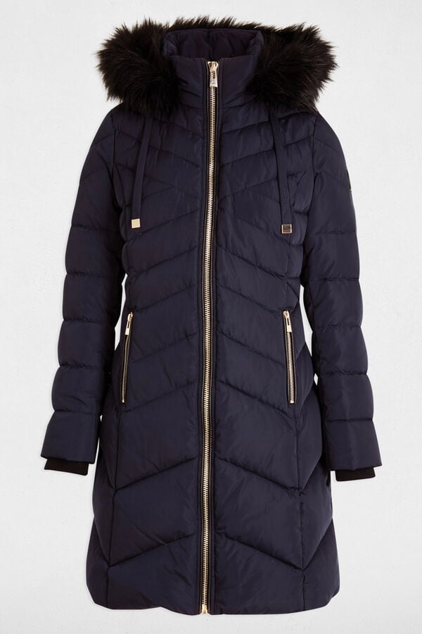 Morgan Sobretudo longo acolchoado com capuz Azul