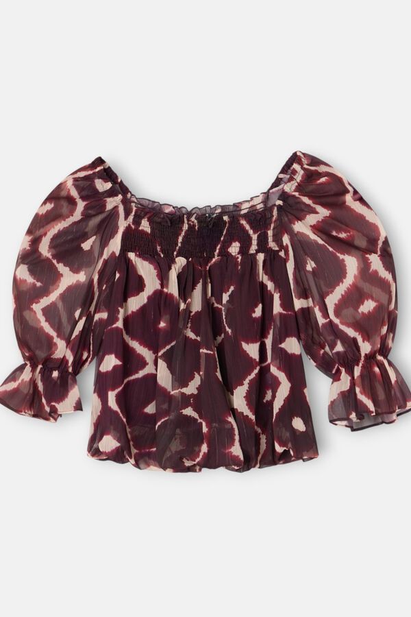 Silbon Printed ruched blouse Printed brown