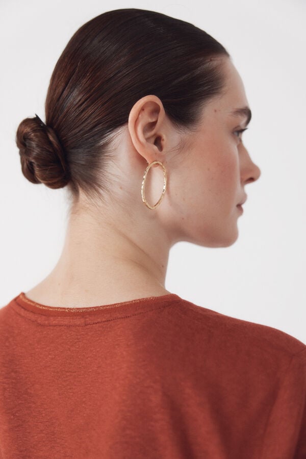 Cortefiel Camiseta de linho com decote em lurex Laranja