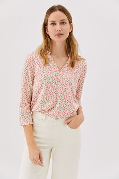 Cortefiel Jersey-knit placket top Pink