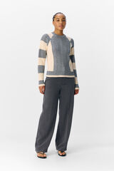Object Camisola de malha bicolor com cabo Cinzento