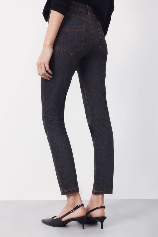 Cortefiel Jersey-knit denim legging Printed grey