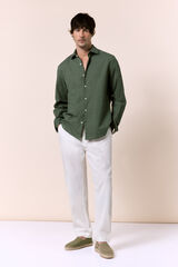 OOTO Linen-cotton regular fit trousers Ivory