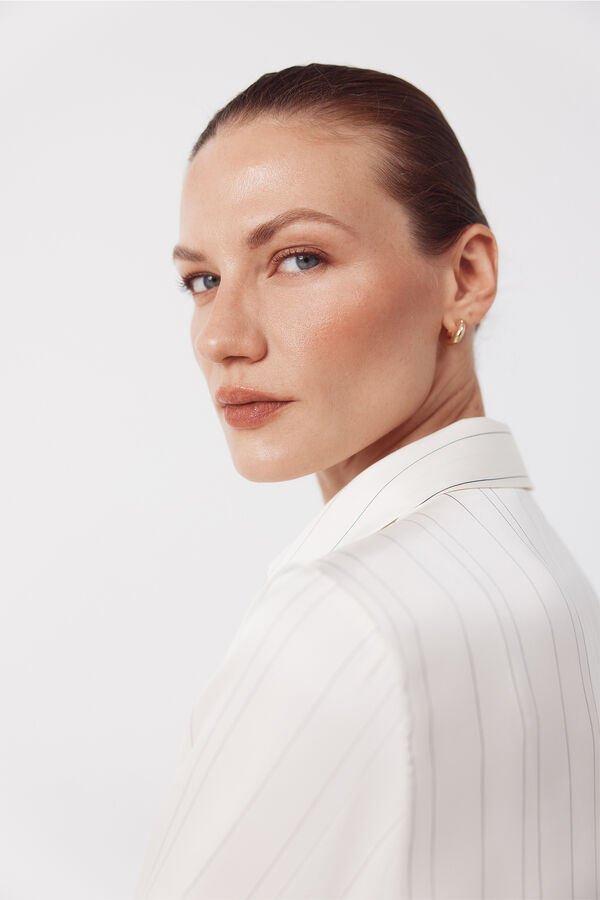 Cortefiel Satin-finish shirt Printed white