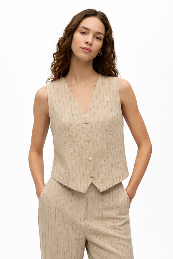 Object Chaleco ligero rayas Beige