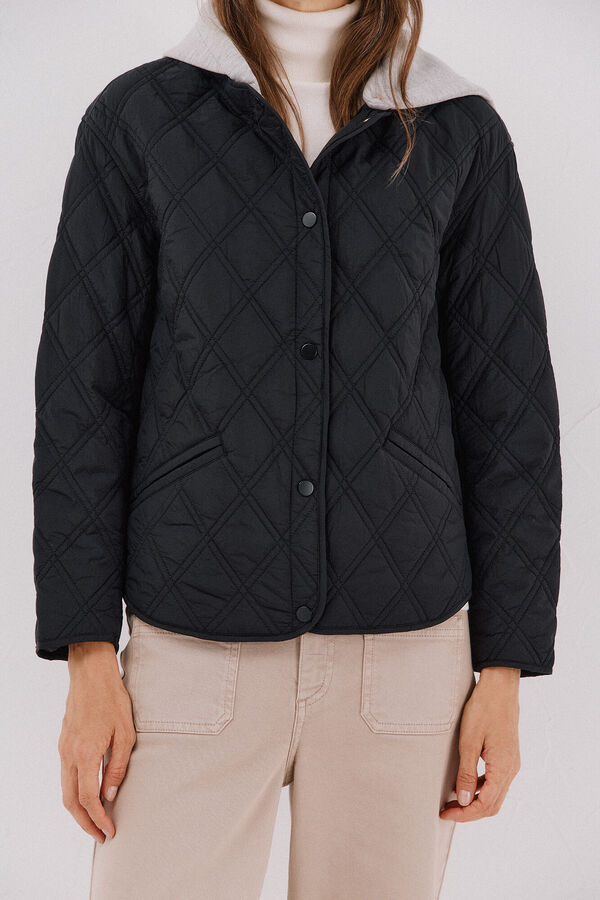 Cortefiel Short hood sweatshirt anorak Black