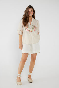 Cortefiel Embroidered blouse Stone