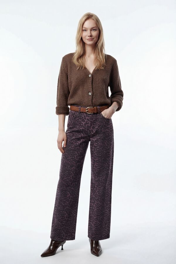Vila Cardigan de malha com l&atilde; Castanho