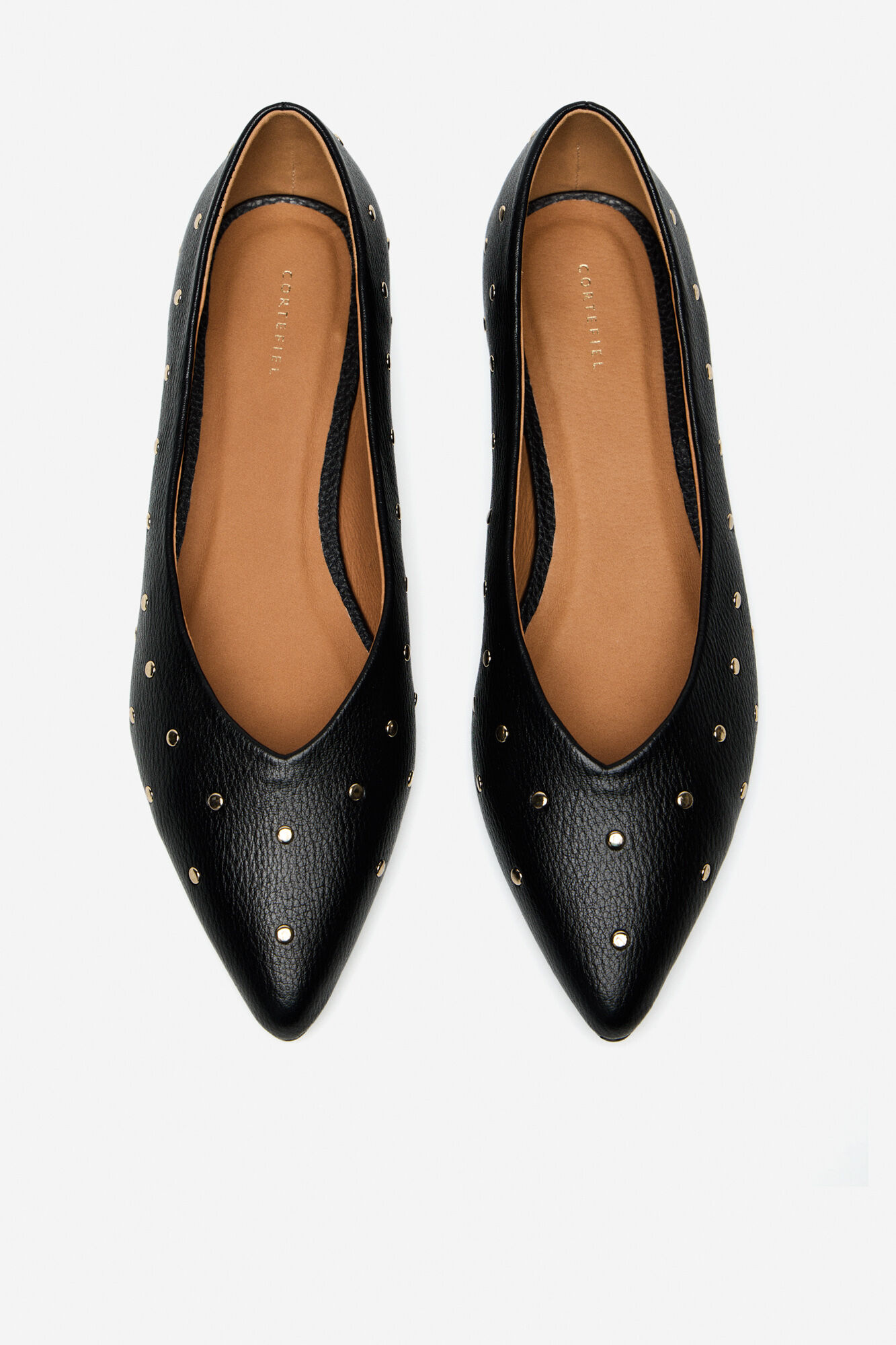 Black studded flats shop