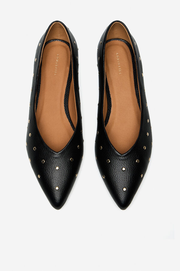 Cortefiel Studded ballet flats Black