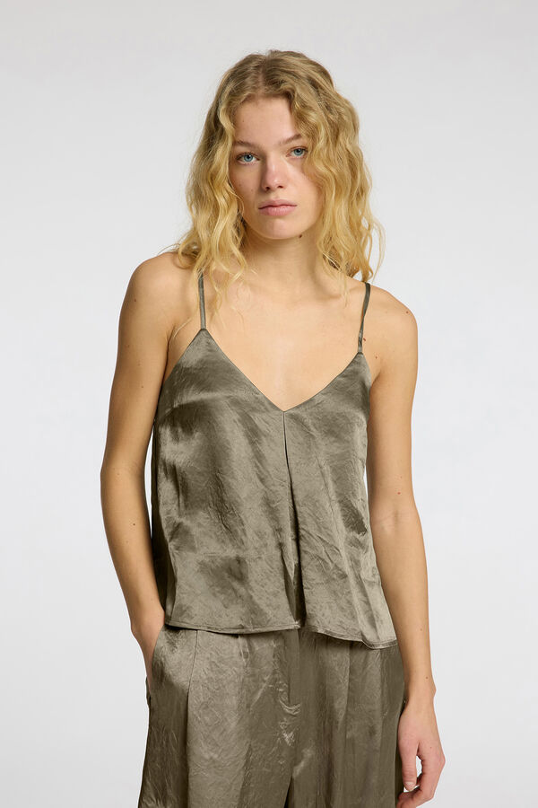 Selected Femme Top de cetim com alças Cinzento
