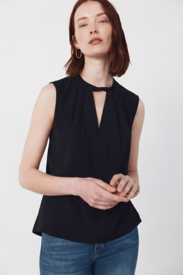 Cortefiel Cropped teardrop top Black