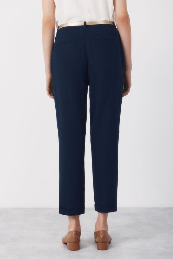 Cortefiel Linen trousers Navy