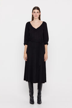Cortefiel Jersey-knit circle skirt Black